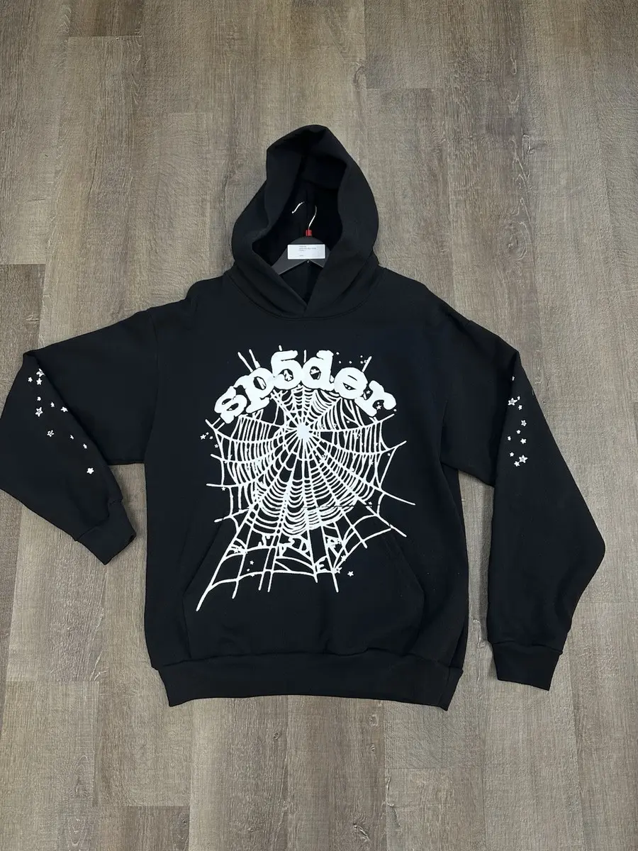 spider hoodie og web black and white mens L - TikTok Shop