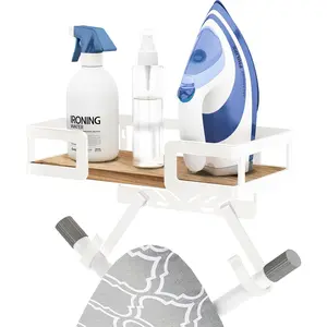 Wall Mount Ironing Board Hanger, T&V Shaped Space Saving Iron Holder for Laundry Room Organization, Storage, Decor and Accessories, White