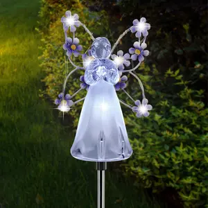 Solar Garden Lights, LED Angel Solar Landscape Decorative Lights, Outdoor  Solar Garden Stake Lights, Solar Pathway Lights for Patio Yard Lawn Grave Cemetery, Memorial Sympathy  ()