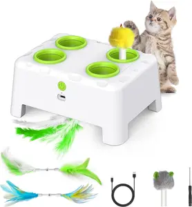 Cheese Magic House Interactive Cat Toy Designed for indoor cats Mole Whack + Feather play Dual stimulation Three switchable modes Type-C charging Suitable for both senior and kittens,#Summervibes,#petlovers,cat toy wand,cat toys for indoor cats