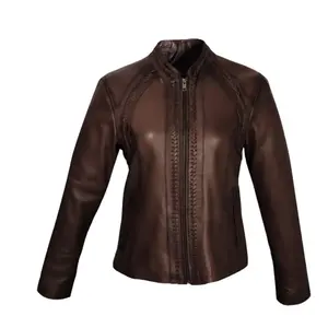 VS60000- VAQUERO SIGNATURE CHAMARRA DE MUJER PIEL DE PELIBUEY COLOR CAFE