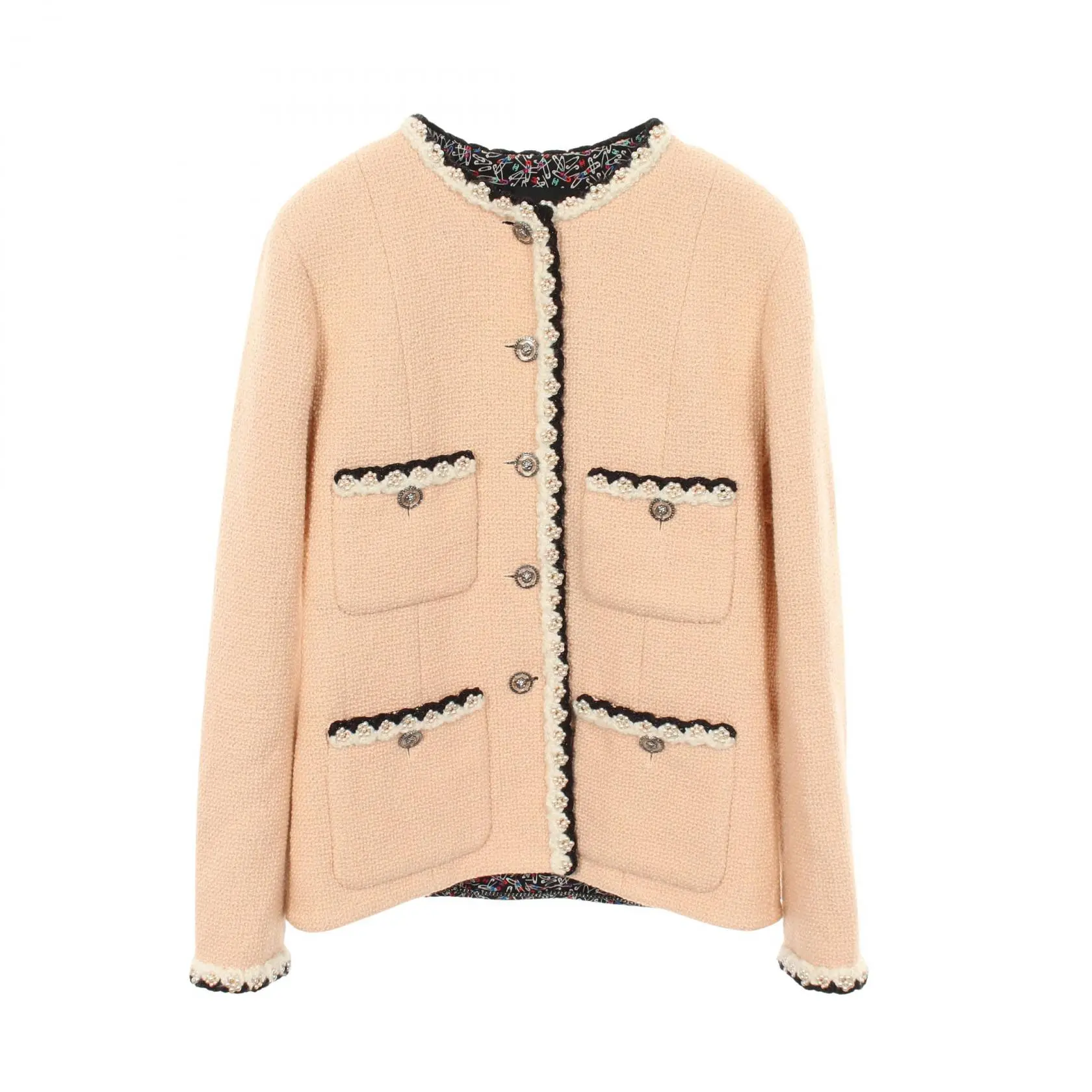 Pre-owned CHANEL Wool Small Leather Goods Collarless Jacket