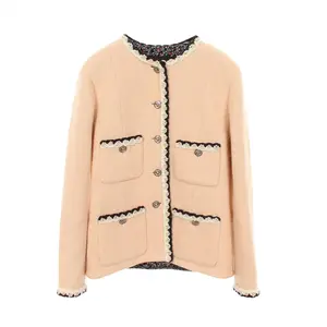 Pre-owned CHANEL Wool Small Leather Goods Collarless Jacket