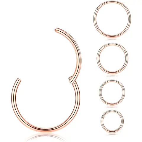 MILACOLATO 5Pcs G23 Titanium Clicker Hoops - Hypoallergenic Unisex Jewelry, 16g-6/7/8/9/10 20G/18G Gauges, 6mm/7mm/8mm Sizes for Septum, Cartilage, Lip Piercings - Everyday Wear