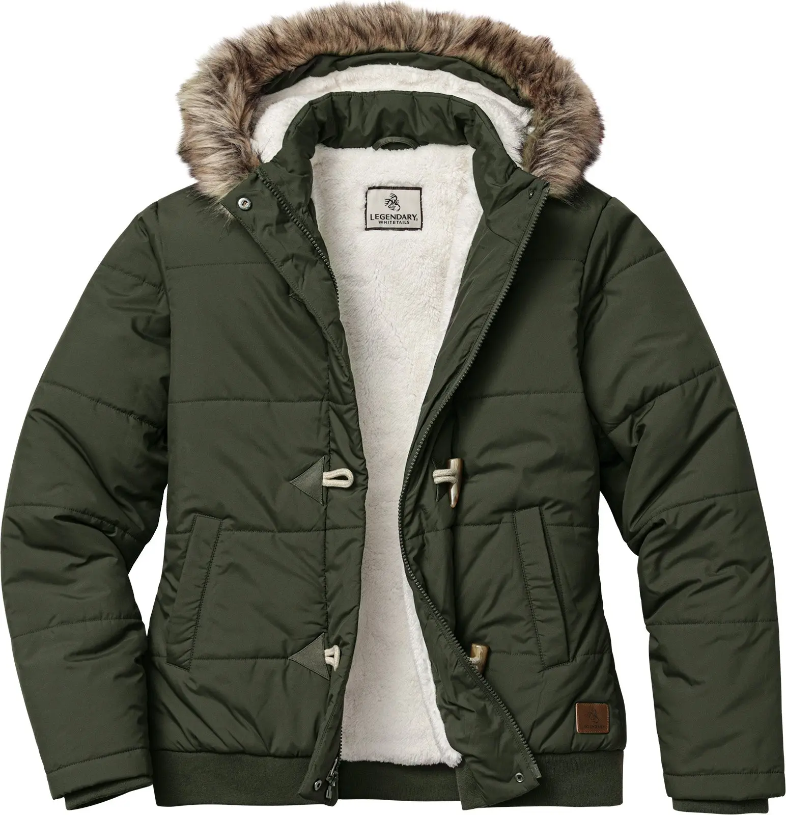 Legendary Whitetails Women's Quilted Toggle Hooded Berber Lined Puffer Jacket Legendary Whitetails Women's Quilted Toggle Hooded Berber Lined Puffer Jacket