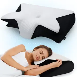 contoured memory foam pillow, sleep pillow, neck pillow, deal for side sleepers. Perfect for summer, it makes a great gift for birthdays, Christmas and Halloween. This sleek bed pillow offers ultimate comfort—soft, ergonomic neck support