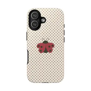 Retro Polka Dot Ladybug Phone Case, Coquette Aesthetic Cover, Y2K Art Kawaii Accessory, Cute Spring Gift for Girls