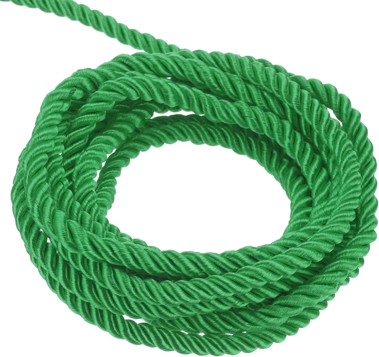 Twisted Cord Trim, 5 Yard 3mm 3-Ply Twine Braided Rope Shiny Thread String for Craft Gift Bag Curtain Christmas Decor, Dark Green - 5m
