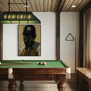 Luxury Man Art Wall Decor, New York Yankees Poster, African American Art Print, Living Room Bedroom Decoration, Paulownia Material