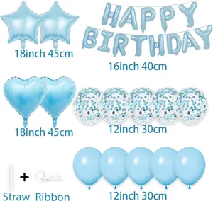 27Pack Happy Birthday Balloon, Light Blue Happy Birthday Decorations, Inflatable Mylar Foil Reusable Letter Birthday Banner for Girls Boys Women Men Birthday Decorations - Home Improvement.