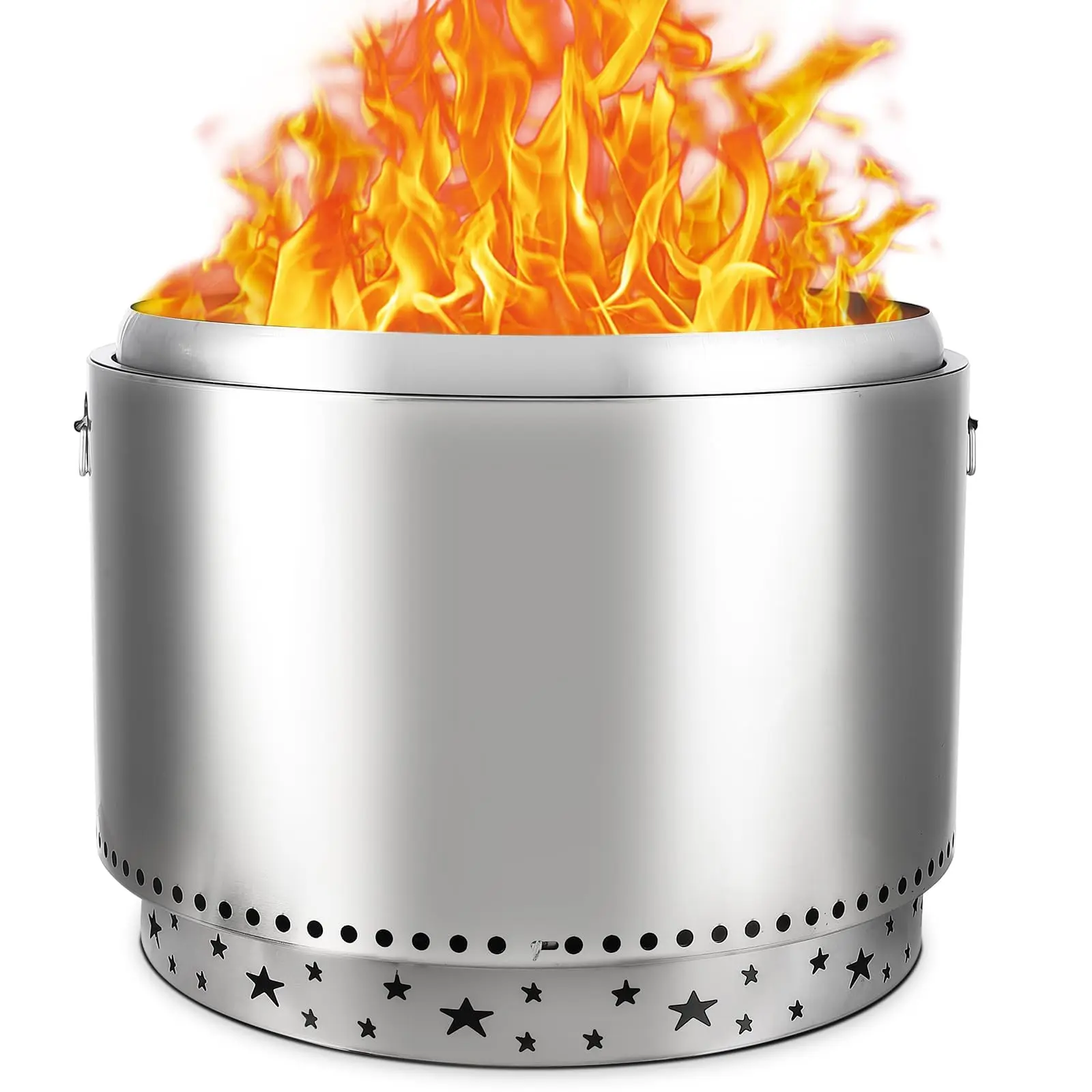 GARVEE 27 Inch Stainless Steel Smokeless Fire Pit, Outdoor Portable Smokeless Firepit, Low Smoke Firepit for Backyard Patio Garden Picnic Camping Bonfire
