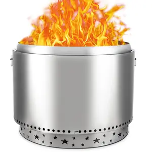 GARVEE 27 Inch Stainless Steel Smokeless Fire Pit, Outdoor Portable Smokeless Firepit, Low Smoke Firepit for Backyard Patio Garden Picnic Camping Bonfire