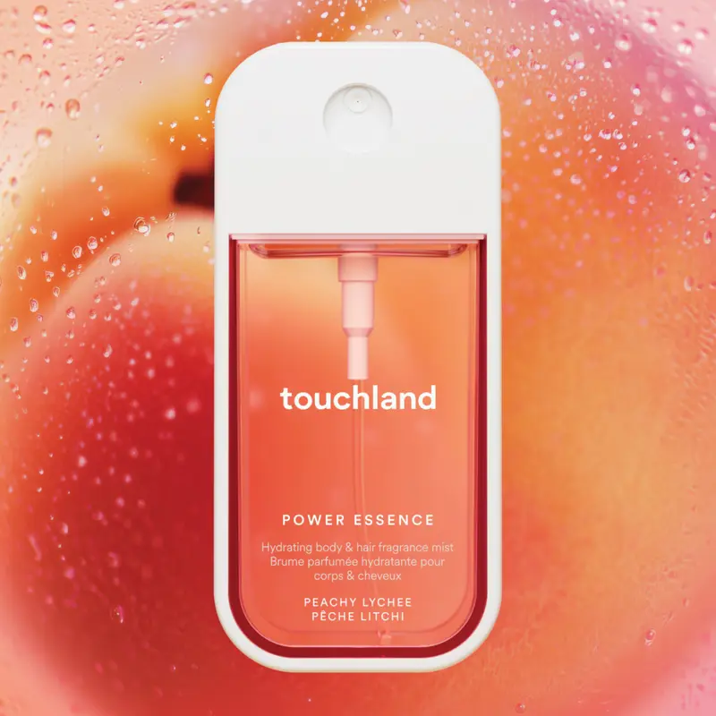 Touchland Peachy Lychee Power Essence Body & Hair Fragrance Mist, Skincare-Infused Fragrance, Layerable Scents