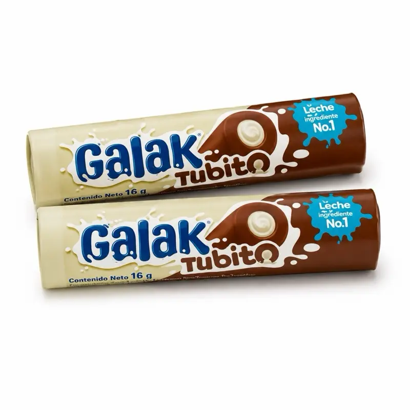 Galak Tubito Duo Pack – 2 Units x 16g | Milk Chocolate with Creamy Milk Filling | Pack de 2