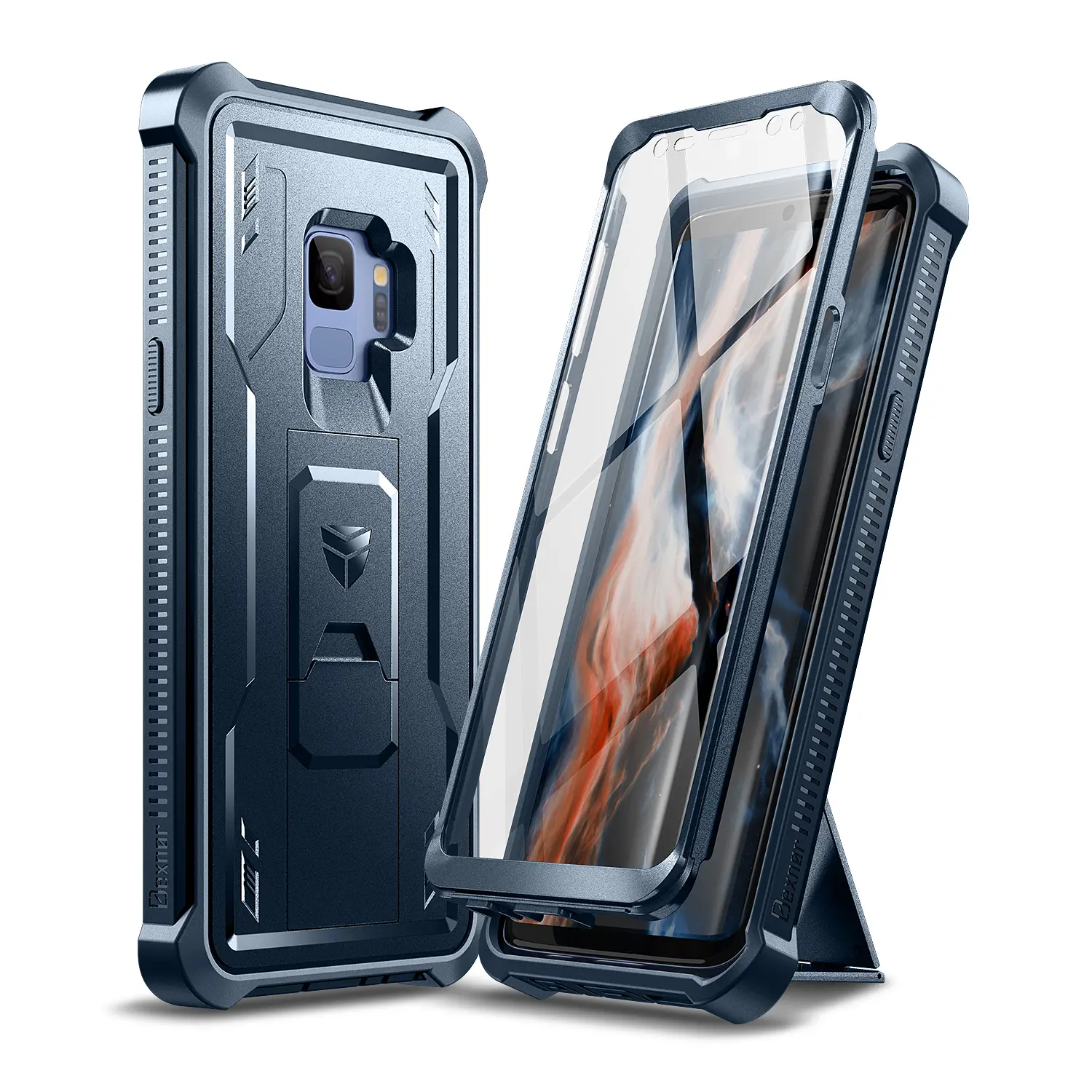 Dexnor for Samsung Galaxy S9 Case, [Built in Screen Protector and Kickstand] Heavy Duty Military Grade Protection Shockproof Protective Cover for Samsung Galaxy S9