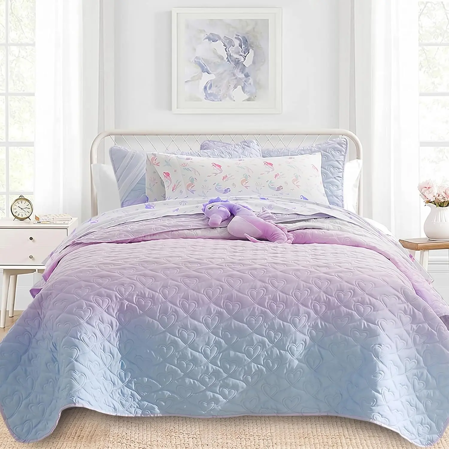 Quilt Set  Size 3 count, Bailey  Printed Bedding Coverlet Set, Lightweight Soft Reversible Bedspread Sets for   (1 Quilt & 2 Pillow Shams) |