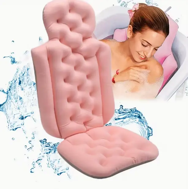 Adult Non-Slip Bath Mat - Modern Soft Skin-Friendly Pink Bathtub Cushion, Essential Home Bathroom Safety Accessory