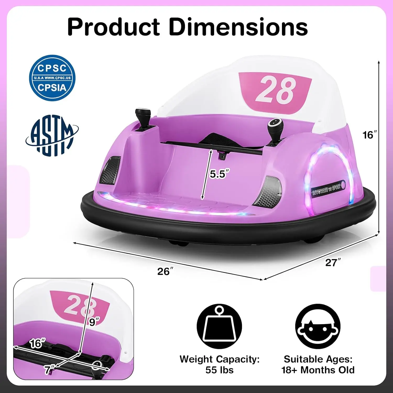 Style 4 12v Purple - Seat Width 16''