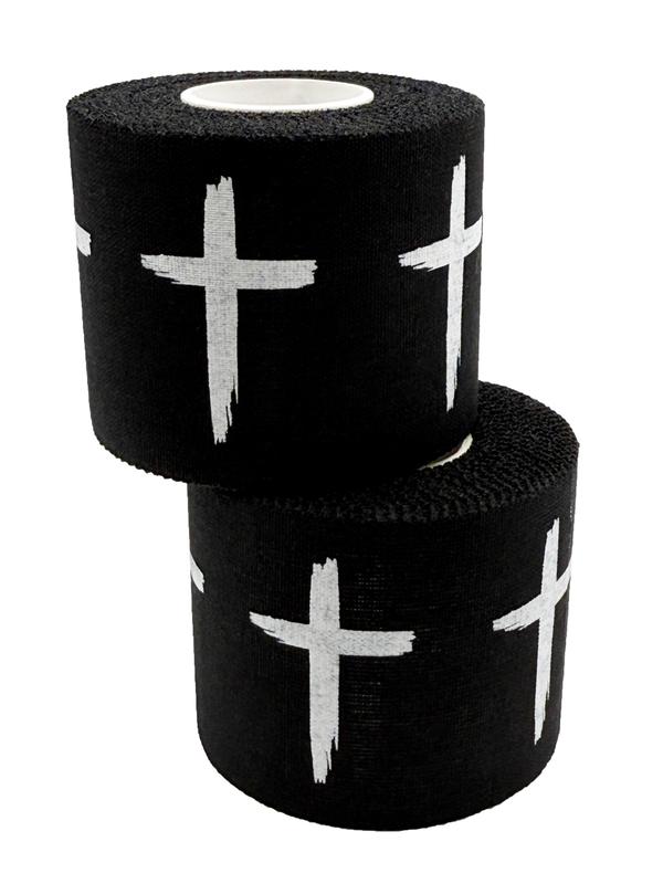 NEW Distressed Cross Sports 100% Cotton Athletic Tape 2 In. x 30 Ft. White Black Christian Faith Gift Bible Verse Wrap Brace Athletes Wrapping Finger Hand Ankle Wrist Knee Baseball Football Wrestling Gymnastics Boxing Soccer Crossfit Weight Lifting Cloth