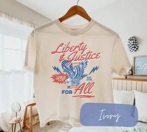 Liberal Protest Comfort Colors Boxy Tee Retro Feminist Tee Equal Rights Pro Democrat Shirt Usa 250th Liberty And Justice For All Tee