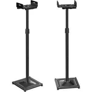 Universal Surround Sound Stand - Height Adjustable, Extends 33.3" to 45.1", Floor Standing Speaker Stand for Satellite, Studio and Bookshelf Speakers, Holds up to 11 lbs, 1 Pair Black Protection wall hang decor independent space