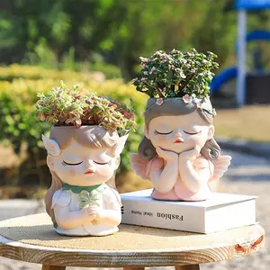 Cute Princess Design Flower Pot, 1 Count Resin Succulent Pot, Desktop Decorative Flower Pot, Garden Pot for Home Office Garden Decoration
