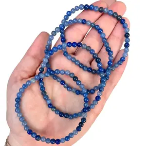 Women Blue Friendship Bracelet, Natural Blue Aventurine Gemstone Beads Gemstone Layering Bracelet, Stretchy Bracelet for Women Girls, Healing Bracelet