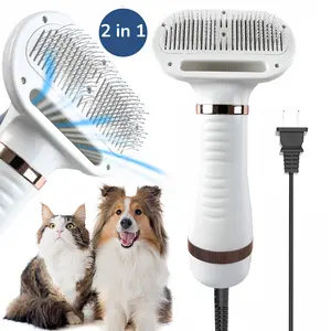 2-in-1 Dog Hair Dryer and Grooming Brush – Lightweight, Quiet, and Safe Blow Dryer for Dogs and Cats – Great Valentine's Gift