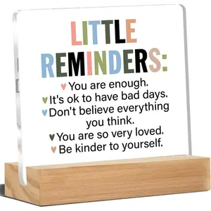 Inspirational Desk Decor, Motivational Desk Signs Little Reminders  Plaque Sign Home Office Decoration 4 x 4 Inches