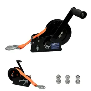 Garvee Heavy Duty Boat Trailer Winch with 3500lbs Capacity, 33FT Strap, Dual-Speed 4:1/8:1 Gear Ratio, and 2-Way Ratchet - Professional Hand Crank Winch for Boats, Trailers, Trucks, RVs, ATVs, and Jet Skis