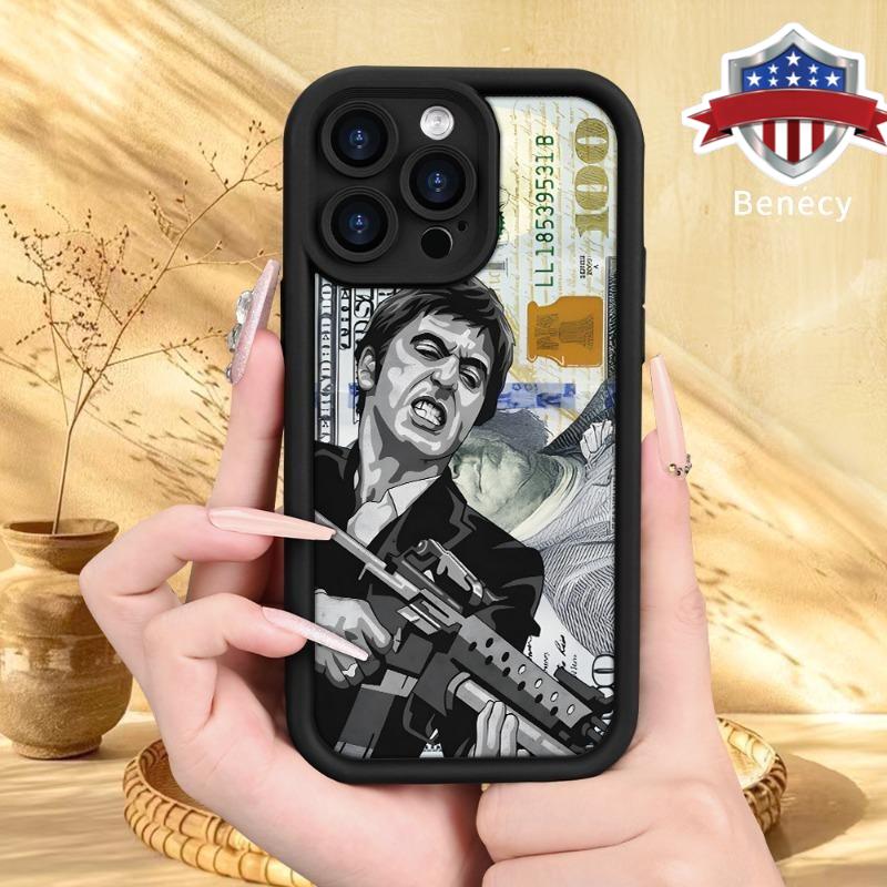 Creative Scar Face Painted Pattern Case for iPhone 16 17 15 14 Pro Max 13 12 11 Air XR XS E Plus Shockproof Drop Protection Rugged Durable Silicone Cover