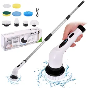9-in-1 Power Scrubber Kit: Cordless Electric Spin Scrubber with Extendable Long Handle, Multi-Surface Cleaning Brush for Bathroom, Kitchen & Floor, Splash-Proof Handheld Scrubber, Ideal Gift for Home