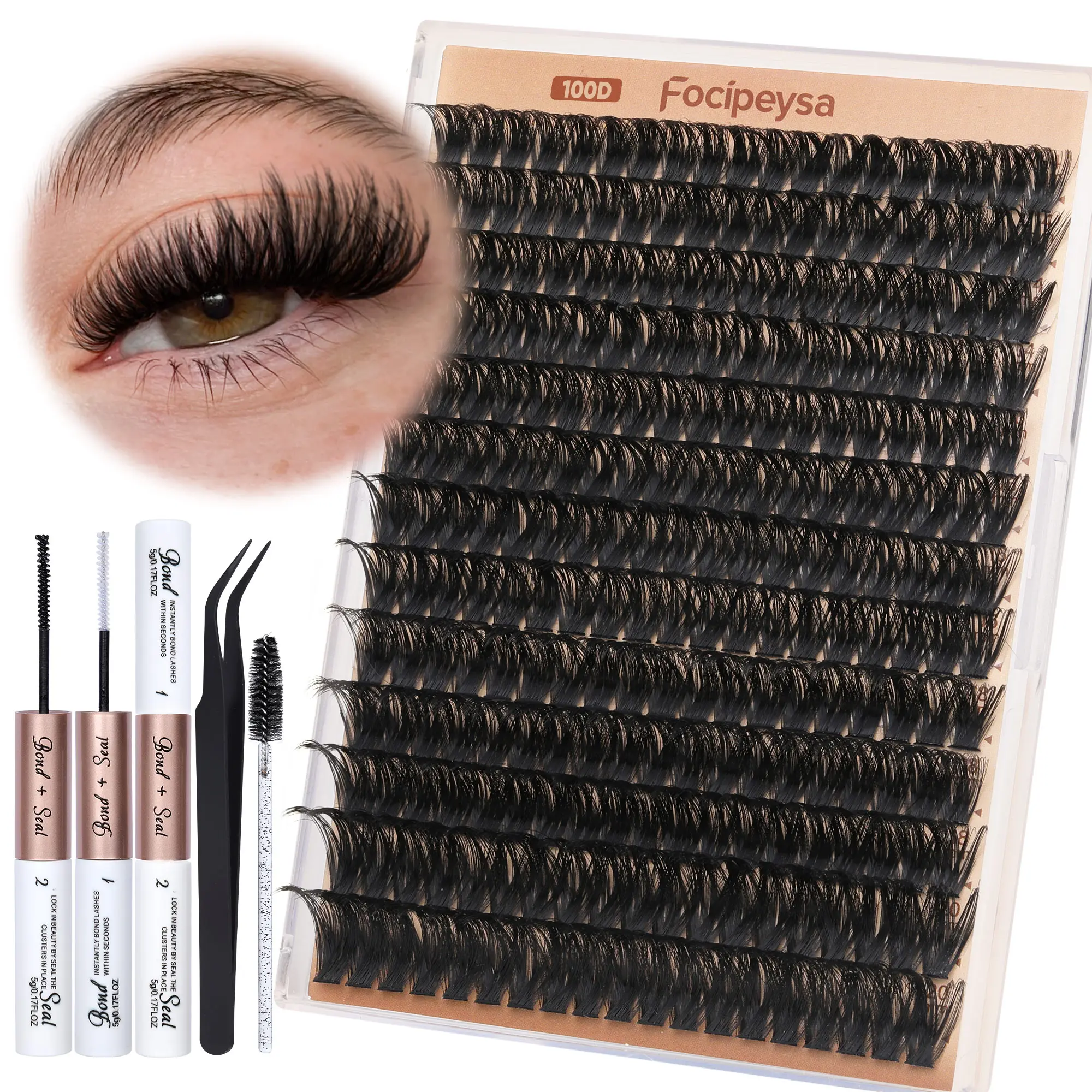Focipeysa Lash Clusters Kit Thick full Eyelash Clusters 100D Lash ...