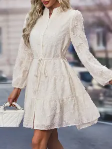 New Spring Autumn Lace Long Sleeve Dress, Elegant Vintage Style, Multi-Color, Slim-Fitting, Party Wear, Women's Fashion