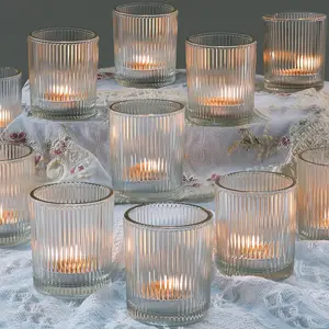 24 Pcs Clear Glass Votive Candle Holders in Bulk for Table Centerpiece Weddings Home Decor Baby Shower Special Occasions