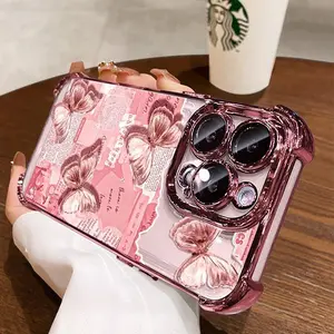 Newspaper butterfly pattern design is suitable for iPhone 17 Pro Max 16E 15 Pro 14 Plus 13 12 11 Air, Samsung Galaxy S26 Ultra S25 Plus S24 FE S23 S22 S21 S20 anti-drop protective cases