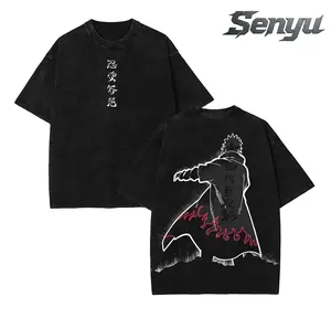 Minato Namikaze "Fourth Hokage" Father Naruto Anime Printed T-Shirt Washed Unisex Streetwear Naruto Merch Gift For Naruto Fan Minato Fan  Tropical Casual Crewneck Shortsleeve Tshirt Man Top Menswear