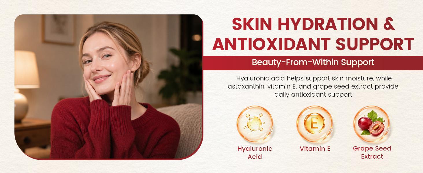 Liposomal Astaxanthin 12mg with Hyaluronic Acid & Lutein for Skin & Eye | 7-IN-1 Vegan Softgels with Vitamin E, Zeaxanthin, Phospholipids & MCT for Antioxidant, Skin Hydration, GMP, Gluten Free, 90ct