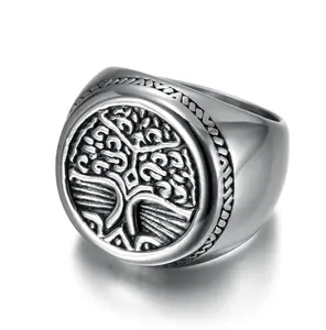 Asgard Crafted Stainless Steel Tree of Life Ring – Handcrafted Circular Unisex Men’s Jewelry, Ideal Gift for Birthdays & Anniversaries