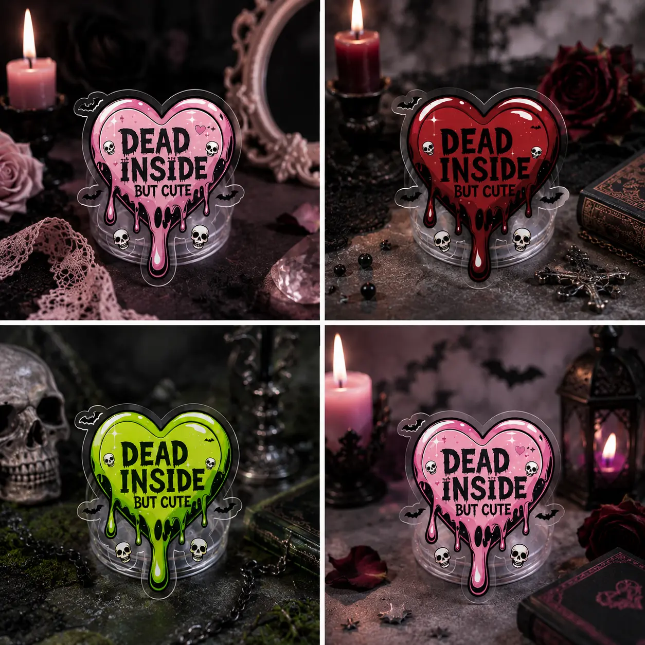 Pastel Goth Dead Inside Melting Heart 2D Acrylic Phone Grip Retractable Expanding Stand Holder For Smartphone Case