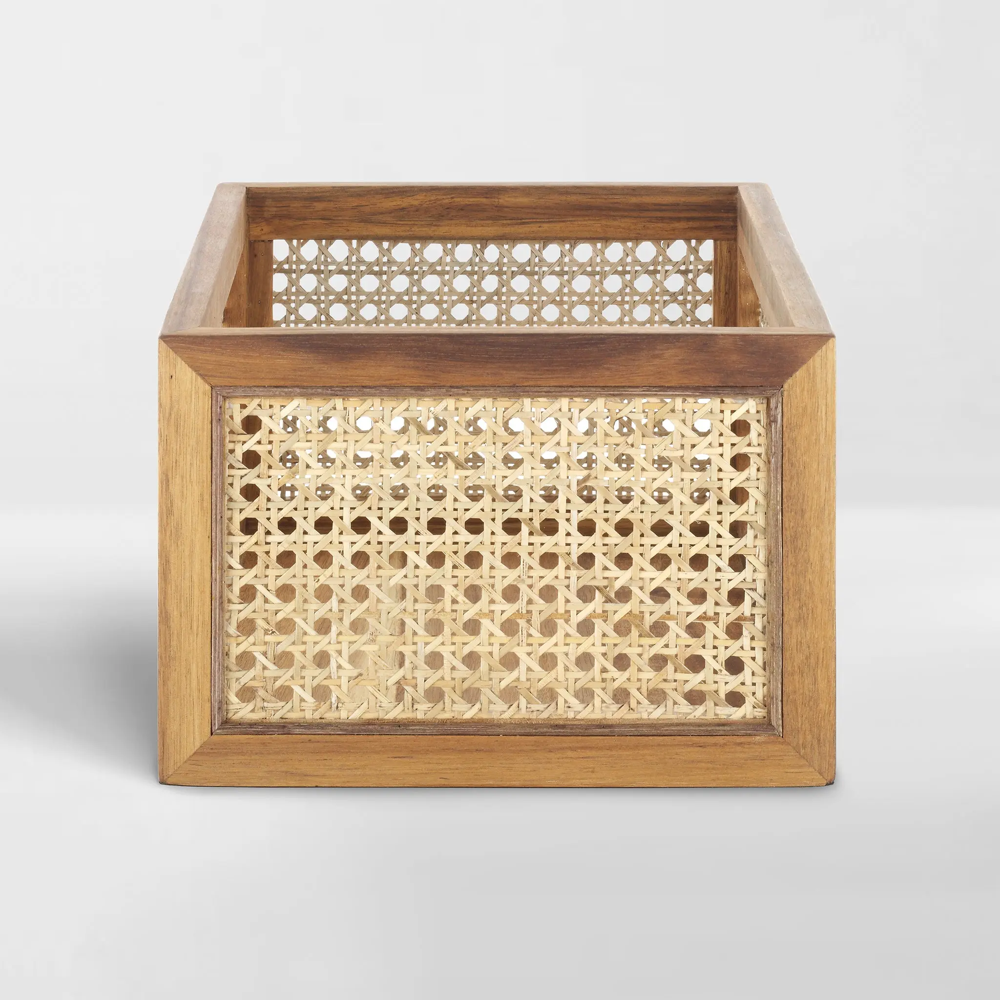 NEAT Method Acacia and Cane Basket - Warm and Elegant Home Organization