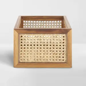 NEAT Method Acacia and Cane Basket - Warm and Elegant Home Organization
