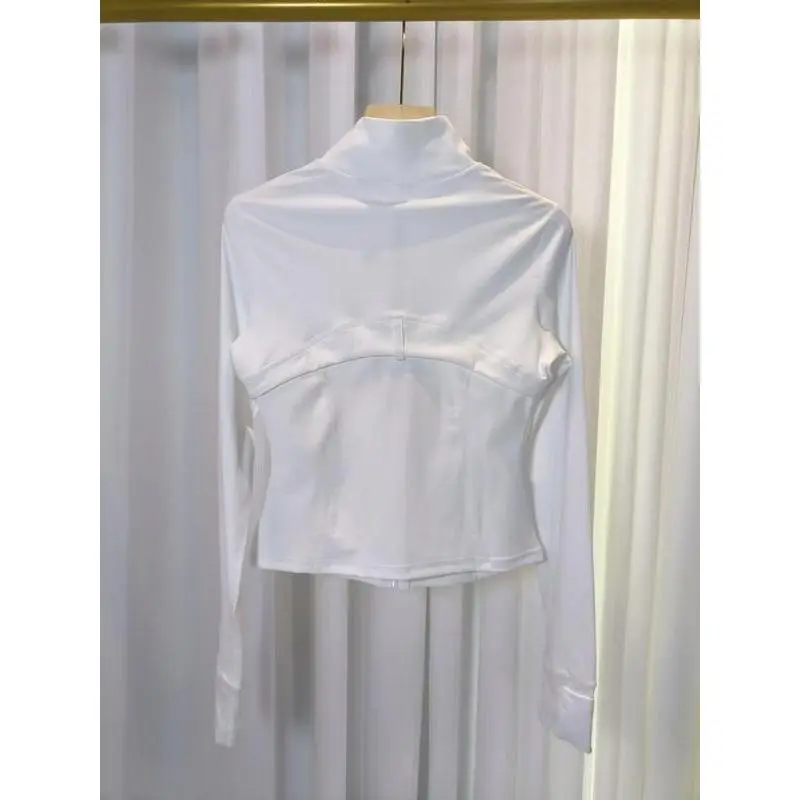 Women's Silver Color Zipper Jacket, Short Sleeve Stand Collar Yoga Coat, Slim Fit Breathable Quick-Dry Sun Protection Outerwear, Sports Jacket Women's Silver Color Zipper Jacket, Short Sleeve Stand Collar Yoga Coat, Slim Fit Breathable Quick-Dry Sun Protection Outerwear, Sports Jacket