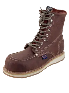 White Wolf 8" Double Density Work Boot Handcrafted in México Full-Grain Leather with Oil and Slip Resistant Sole, Steel Toe or Soft Toe