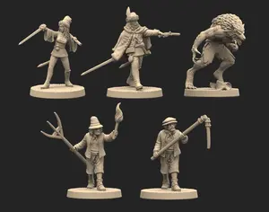 AD 1666 Blood Moon Plastic Figures Heroic 28mm Alternative History 5 Figures including Werewolf, two townspeople and two Hungarian siblings, Anna and Valerius Farkas