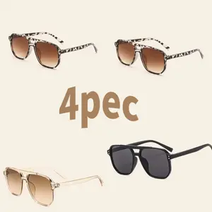 Unisex summer Fashionable Versatile Aviator Sunglasses Stylish Casual for Daily Use Outdoor Activities in 4 Styles Square Lightweight Polarized Sports Double Bridge Sunglasses Set shades men Women's Oversized Rectangle Sunglasses
