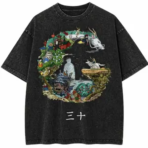 valentine shirts Studio Ghibli Anime Streetwear Vintage Graphic Tee Unisex Cotton Crewneck T-Shirt Menswear Womenswear Underwear Streetwear Top Printed Summer Shirts