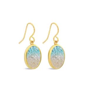 Explorer Oval Drop Earrings - Gold - Caribbean Gradient