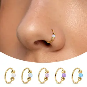 Small Cartilage Hoop Earrings for Women Men, 18G Opal Silver Earrings Hypoallergenic 316L Surgical Steel Hinge Huggie Hoop Earrings for Helix,Tragus,Conch,Rook,Earlobe Piercing Jewelry Nose Ring