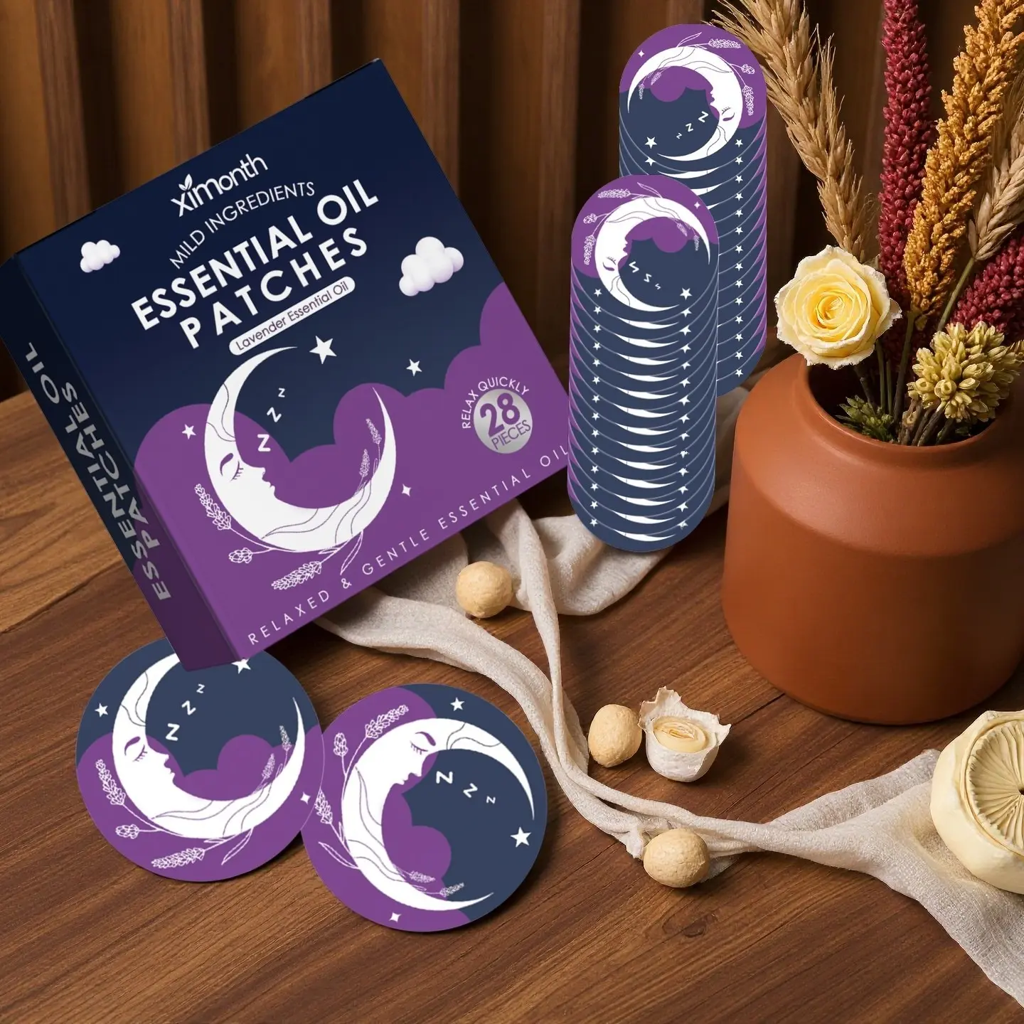 Lavender Essential Oil Sleep Patch, Aromatherapy, Natural Ingredients, Helps Fall Asleep Quickly, Relieves Muscle Tension, Stress Relief Sleep Aid